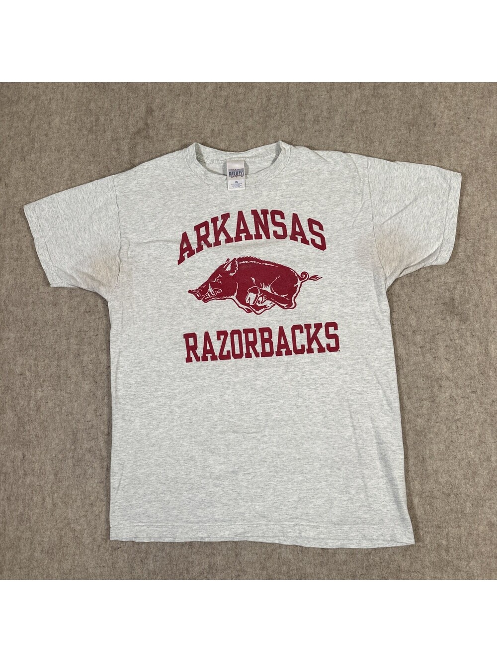 Vintage Arkansas Razorbacks Logo T-Shirt Large? Heather Gray (Stains)
